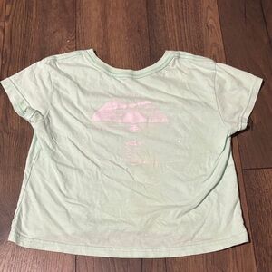 Roxy Light Green Kids Tee with Pink Graphic